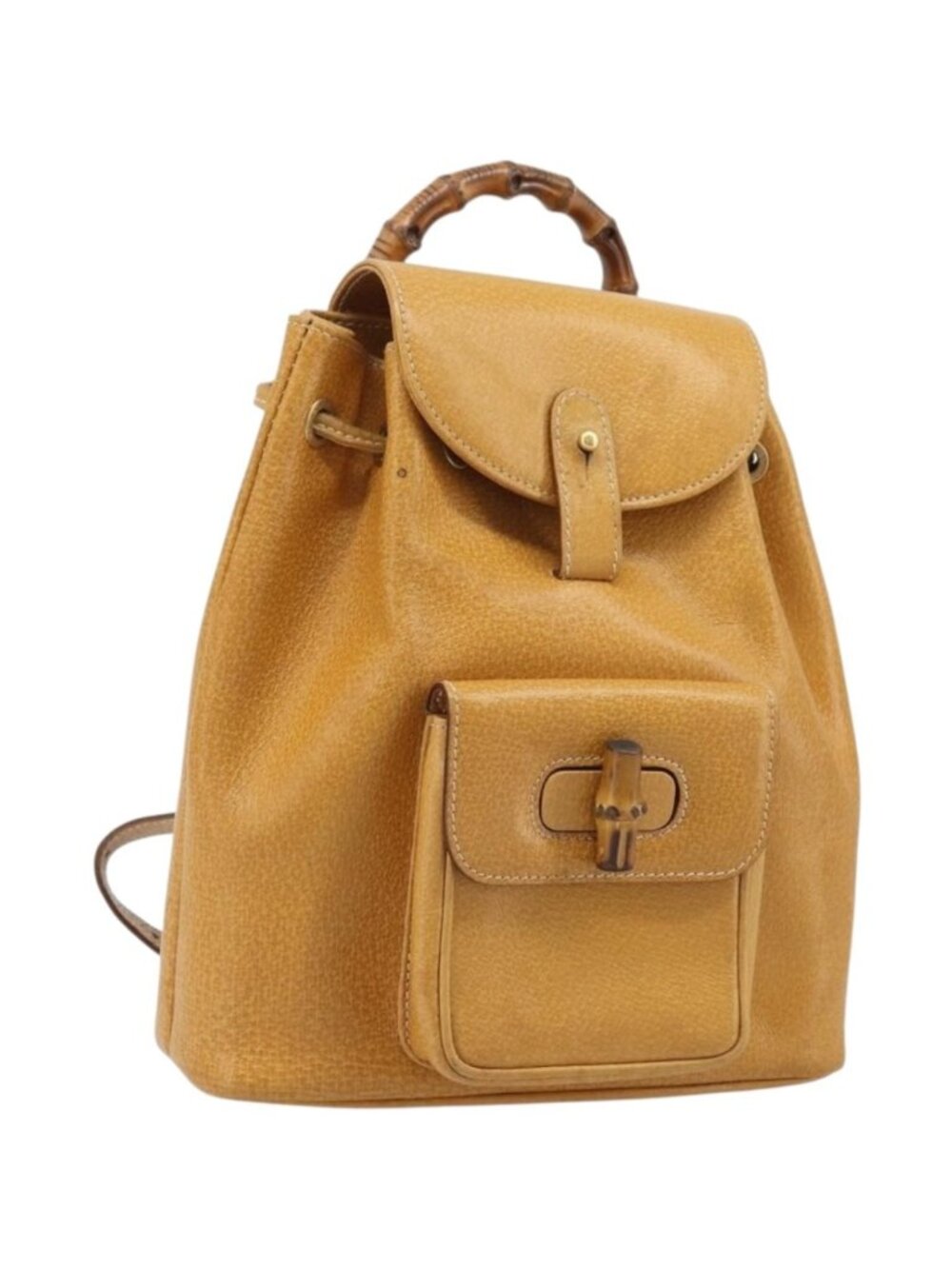 GUCCI Bamboo Backpack Leather Beige Gold 003 2058 0030